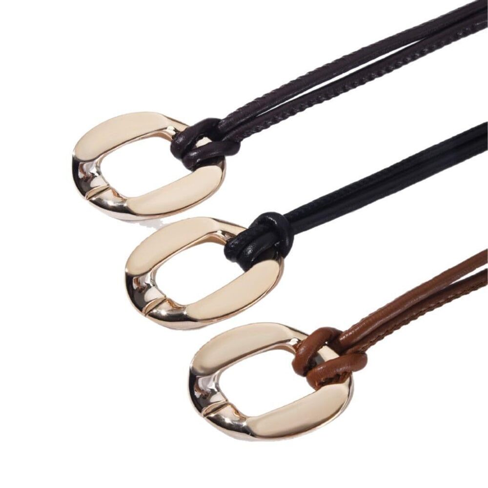 7187 Women Pu Leather Tie Belt Metal Buckle Double Strap Skinny Belts (06 - Picture 2 of 3